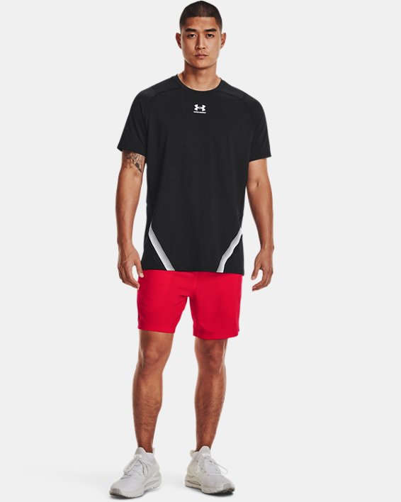 Men's HeatGear® Fitted Short Sleeve, Black, pdpMainDesktop image number 2